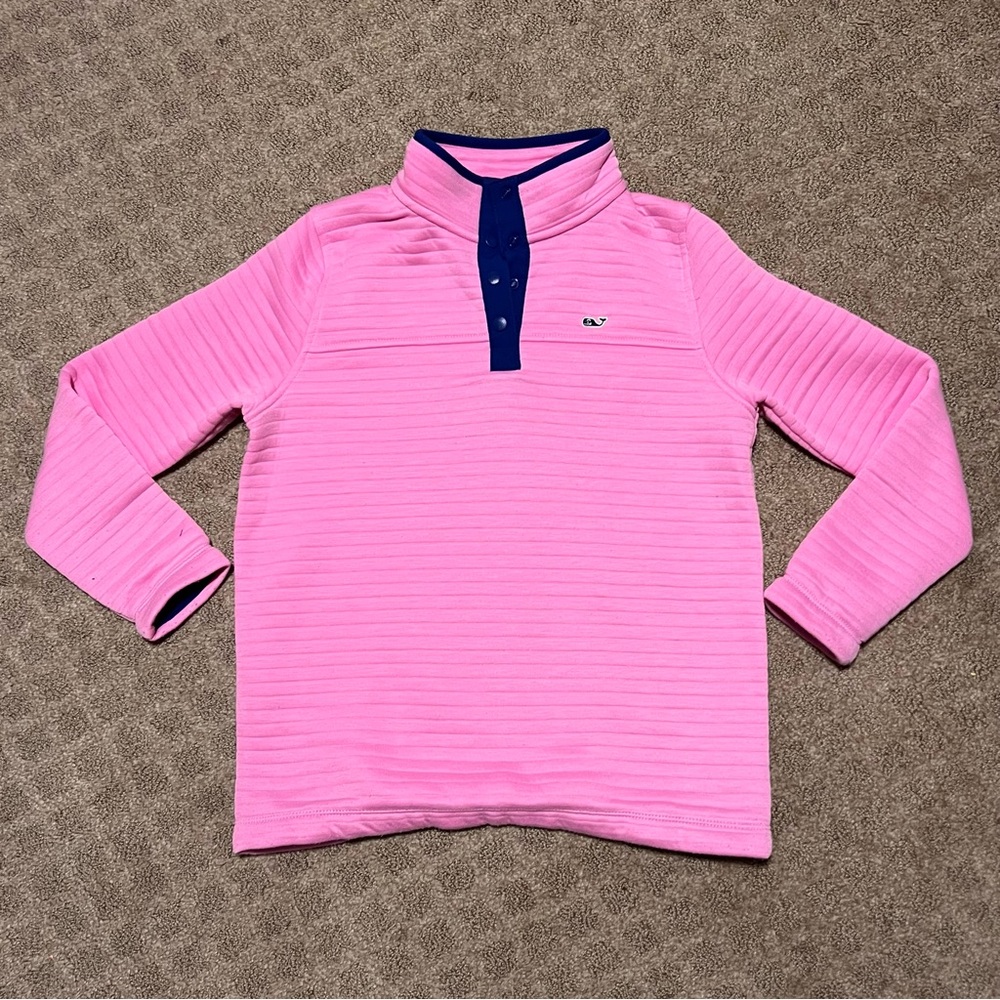 Vineyard Vines Girls Pink Ribbed Snap Shep Shirt
